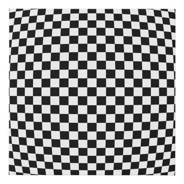 Geometric Checkered Illusion: Vintage Artistry. Faux Canvas Print (Front)