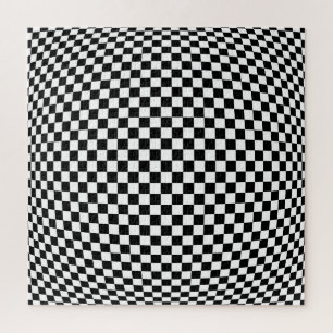 Geometric Checkered Illusion: Vintage Artistry. Jigsaw Puzzle