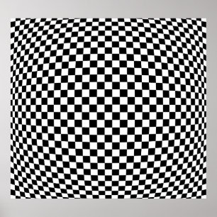 Geometric Checkered Illusion: Vintage Artistry. Poster