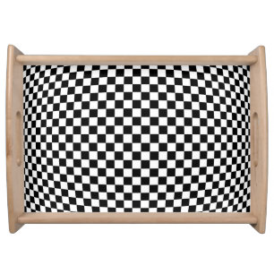 Geometric Checkered Illusion: Vintage Artistry. Serving Tray