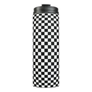 Geometric Checkered Illusion: Vintage Artistry. Thermal Tumbler