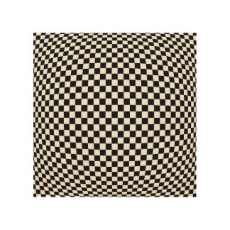 Geometric Checkered Illusion: Vintage Artistry. Wood Wall Art
