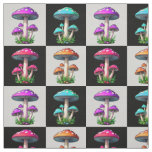 Geometric Checkered Mushroom Design Fabric