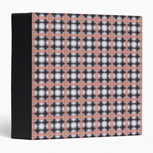 Geometric checkered pattern plaid brown 3 ring binder