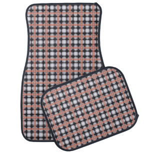 Geometric checkered pattern plaid brown car floor mat