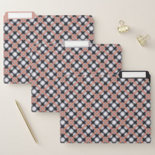 Geometric checkered pattern plaid brown file folder