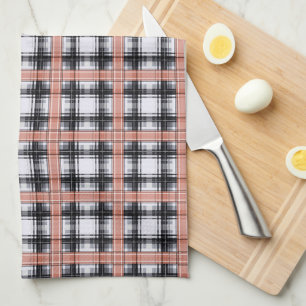 Geometric checkered pattern plaid brown kitchen towel