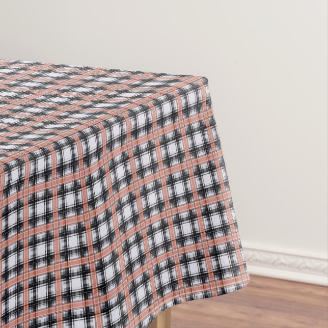 Geometric checkered pattern plaid brown tablecloth (In Situ)