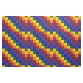 Geometric Checkered Rainbow Pattern Fabric
