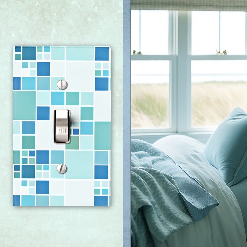 Geometric Checkered Turquoise Light Switch Cover