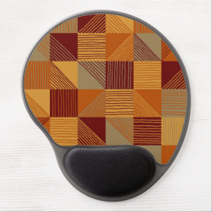 Geometric Checks with Lines, Burgundy, Rust, Brown Gel Mouse Pad