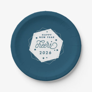 Geometric Cheer New Year's Eve Party Paper Plates