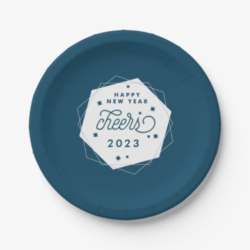 Geometric Cheer  New Years Eve Party Paper Plates