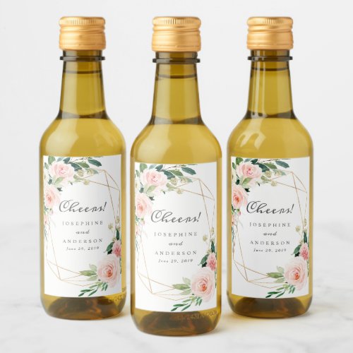 Geometric Cheers Mini Wine Bottle Labels