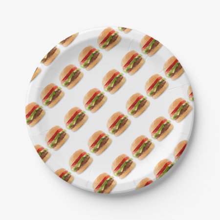 Geometric Cheeseburger Paper Plates Art