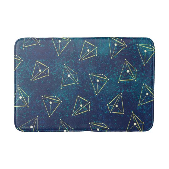 Geometric Chemical Constellations In Starry Sky Bath Mat