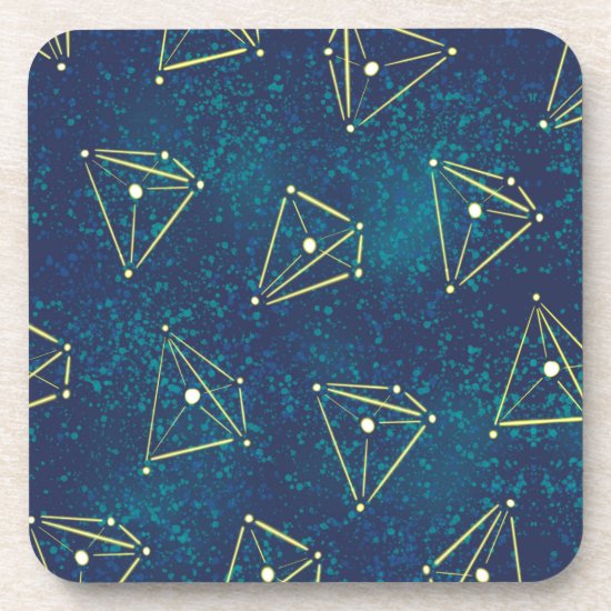 Geometric Chemical Constellations In Starry Sky Beverage Coaster