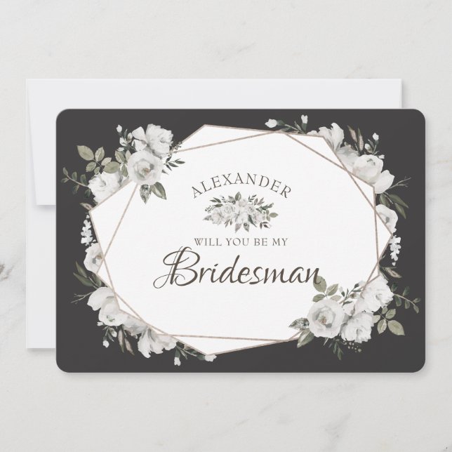 Geometric Cherish Be My Bridesman Proposal Card (Front)