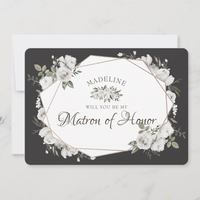 Geometric Cherish Matron of Honor Proposal Card (Front)