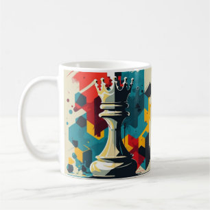 Geometric Chess King Coffee Mug – Bold & Colorful 