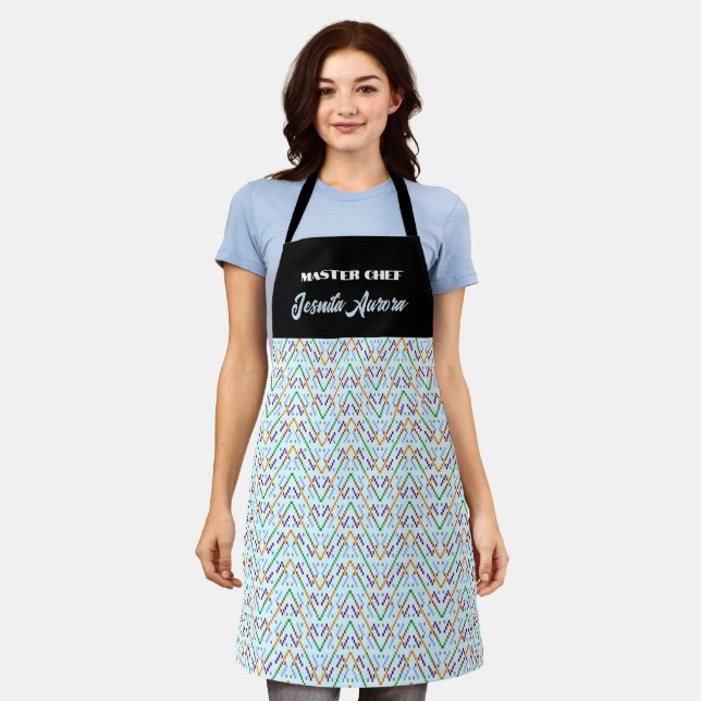 Geometric Chevron Zigzag Mosaic Seamless Pattern Apron (Worn)