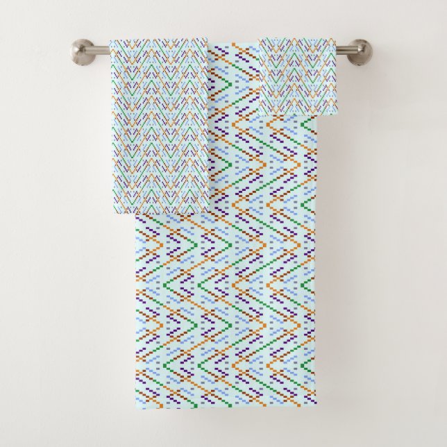 Geometric Chevron Zigzag Mosaic Seamless Pattern Bath Towel Set (Insitu)