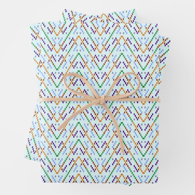 Geometric Chevron Zigzag Mosaic Seamless Pattern Wrapping Paper Sheets (In situ)