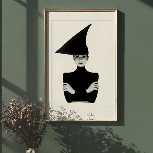 Geometric Chic: Monochrome Elegance Portrait Poster