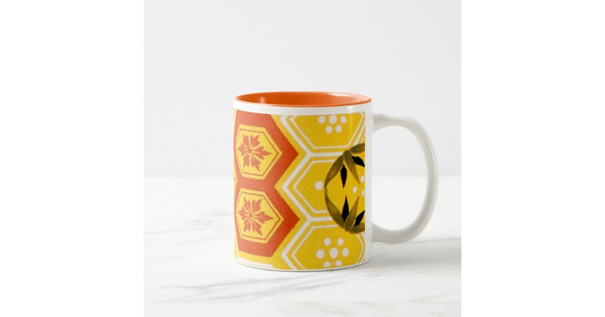 Geometric Chinese Japanese Circle Hexagon Design Two-Tone Coffee Mug ...