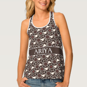 Geometric Chocolate White Minimal Pattern Tank Top