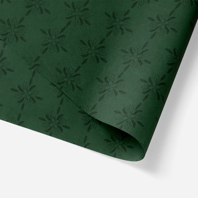 Geometric Christmas Flower Poinsettia Dark Green Tissue Paper (Green Monochrome poinsettia flower geometric illustration in wrapping tissue paper)