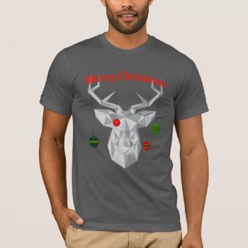 Geometric Christmas Reindeer Men's T-shirt by Pick_Up_Me at Zazzle