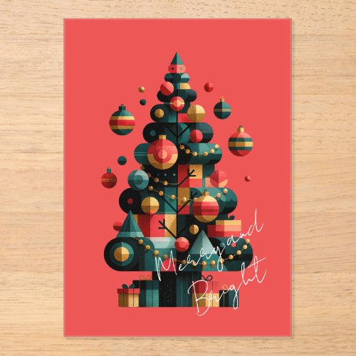 Geometric Christmas Tree Acrylic Invitations