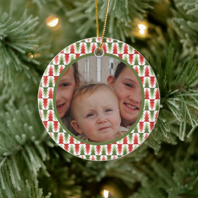 Geometric Christmas Tree Grove Ceramic Ornament (Tree)