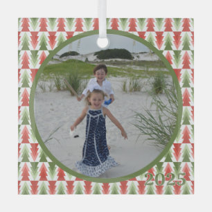Geometric Christmas Tree Grove Glass Ornament