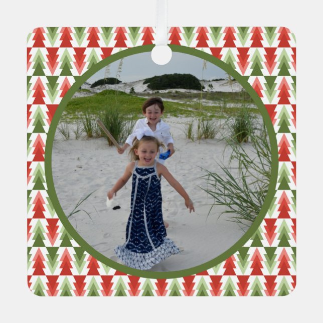 Geometric Christmas Tree Grove Metal Ornament (Front)