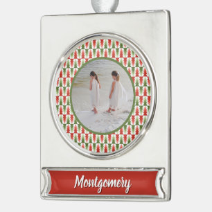 Geometric Christmas Tree Grove Silver Plated Banner Ornament