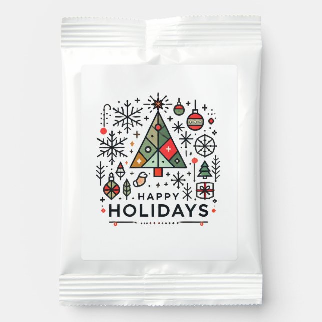 Geometric Christmas Tree Happy Holidays Festive Margarita Drink Mix (Front)
