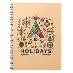 Geometric Christmas Tree Happy Holidays Festive Notebook
