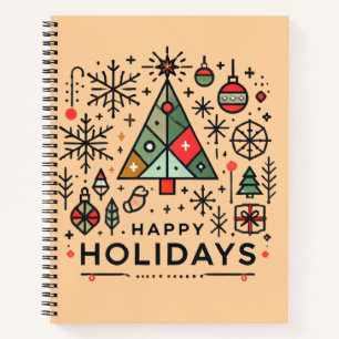 Geometric Christmas Tree Happy Holidays Festive Notebook