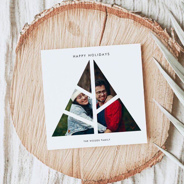 Geometric Christmas Tree Layer Minimalist Photo Holiday Card (Creator Uploaded)