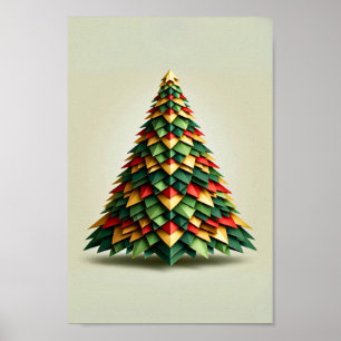 Geometric christmas tree poster