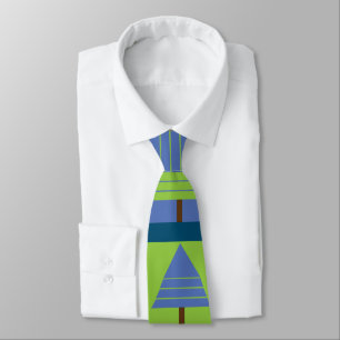 Geometric Christmas Tree Stripes Neck Tie