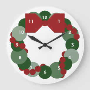 Geometric Christmas Wreath Large Clock
