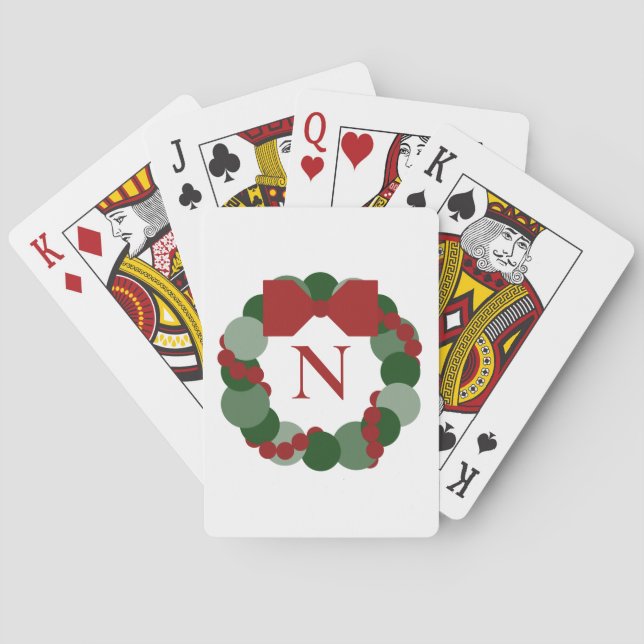 Geometric Christmas Wreath with Monogram Poker Cards (Back)