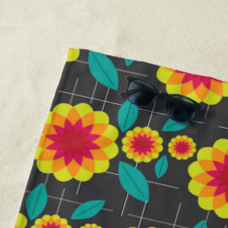Geometric chrysanthemums beach towel