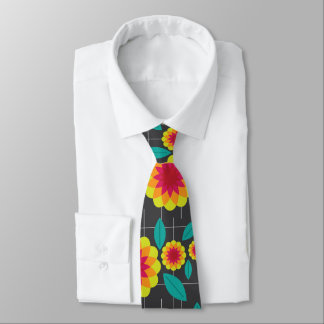 Geometric chrysanthemums neck tie