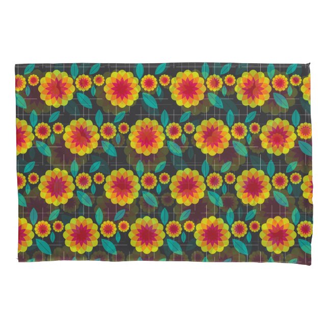 Geometric chrysanthemums pillow case (Front)