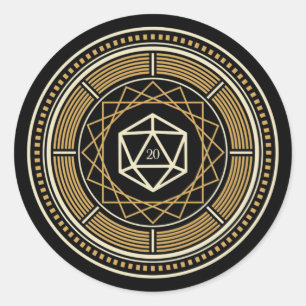Geometric Circle D20 Dice Tabletop RPG Classic Round Sticker