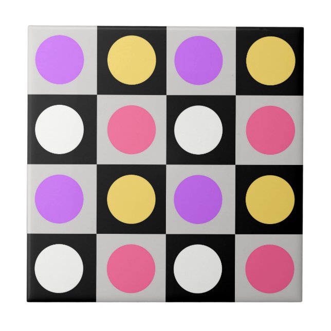 Geometric Circle Dots Pattern Ceramic Tile (Front)